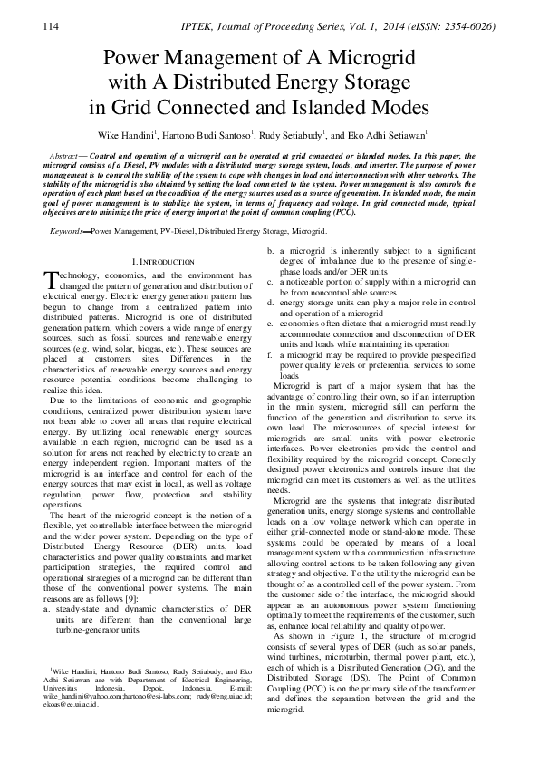 (PDF) Power Management of A Microgrid with A Distributed Energy Storage ...