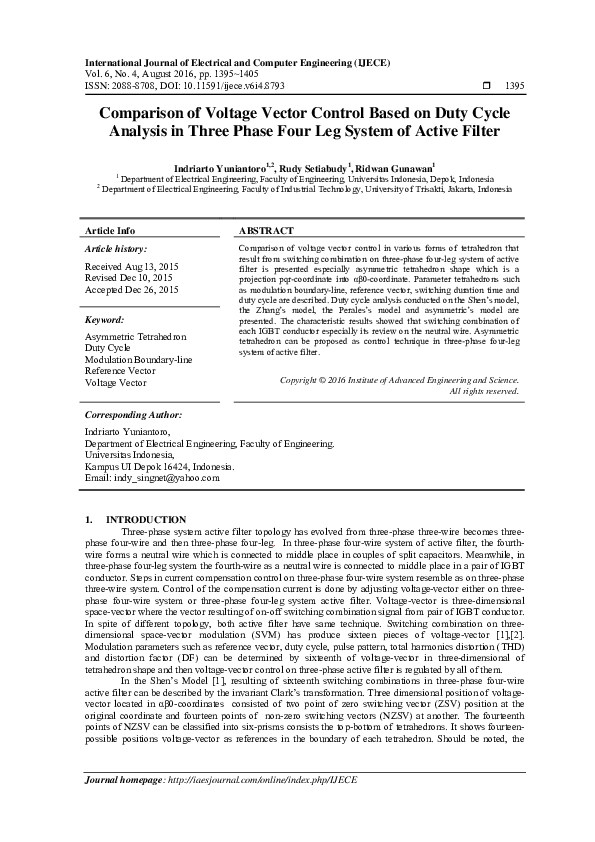 (PDF) Comparison of VoltageVector Control based on Duty Cycle Analysis