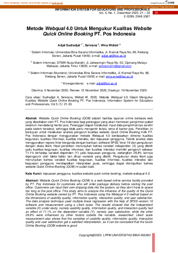 (PDF) Metode Webqual 4.0 Untuk Mengukur Kualitas Website Quick Online ...