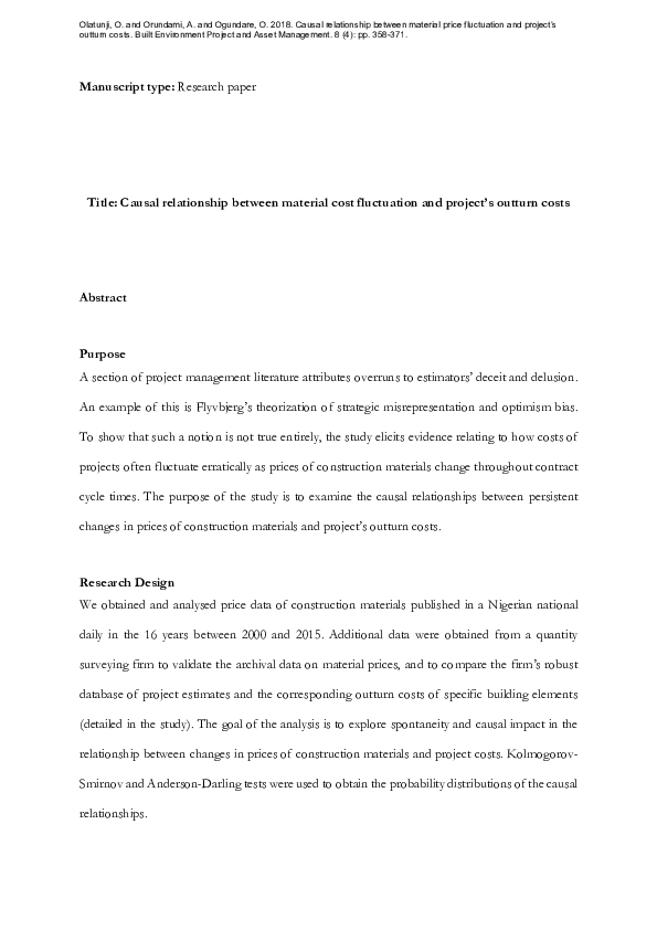 (PDF) Causal relationship between material price fluctuation and ...