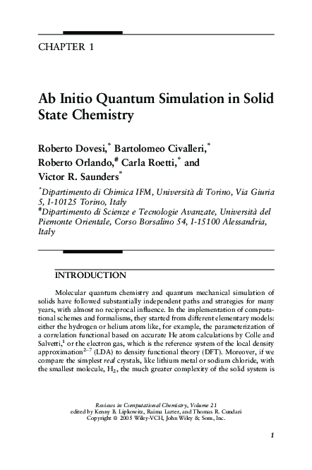 (PDF) Ab Initio Quantum Simulation in Solid State Chemistry