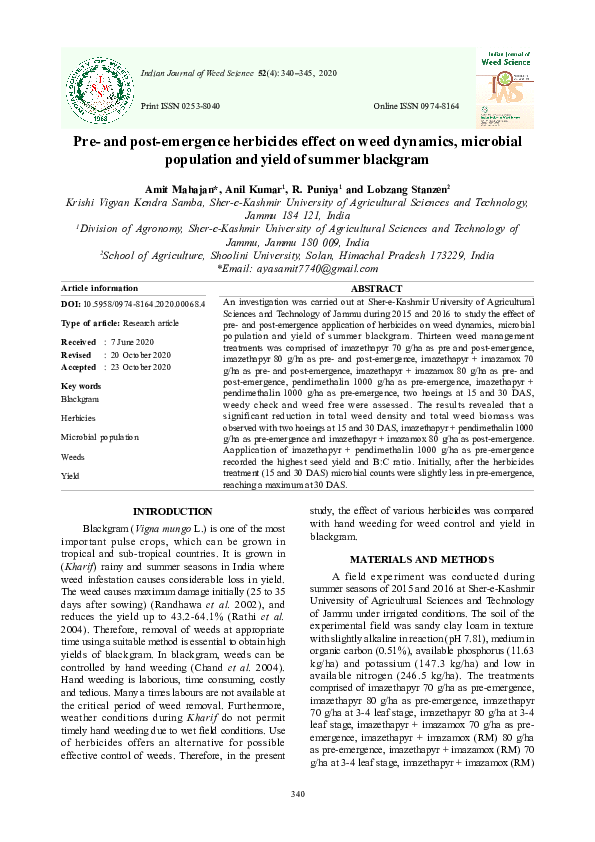 (PDF) Preand postemergence herbicides effect on weed dynamics