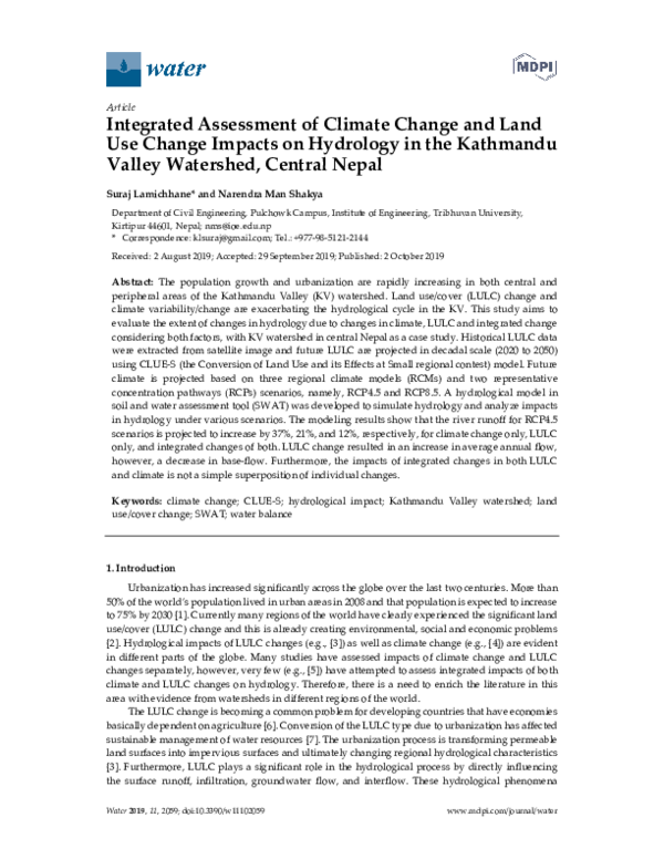 (PDF) Integrated Assessment of Climate Change and Land Use Change ...