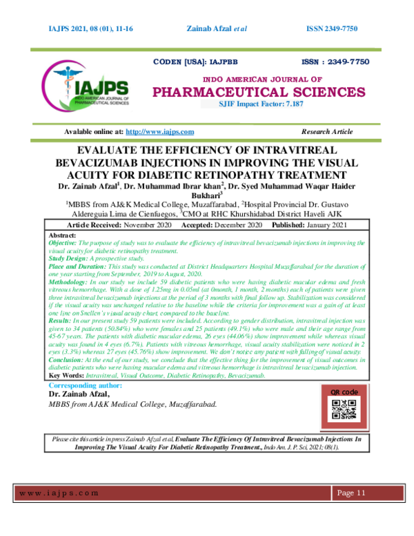 (PDF) Evaluate the Efficiency of Intravitreal Bevacizumab Injections in ...