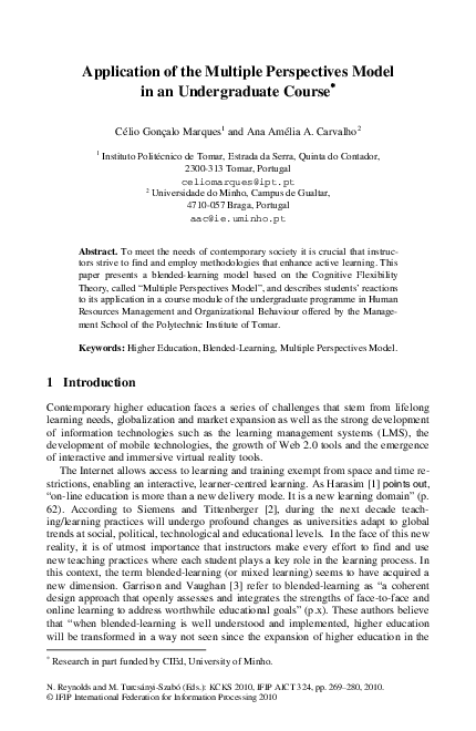 (PDF) Application of the Multiple Perspectives Model in an ...