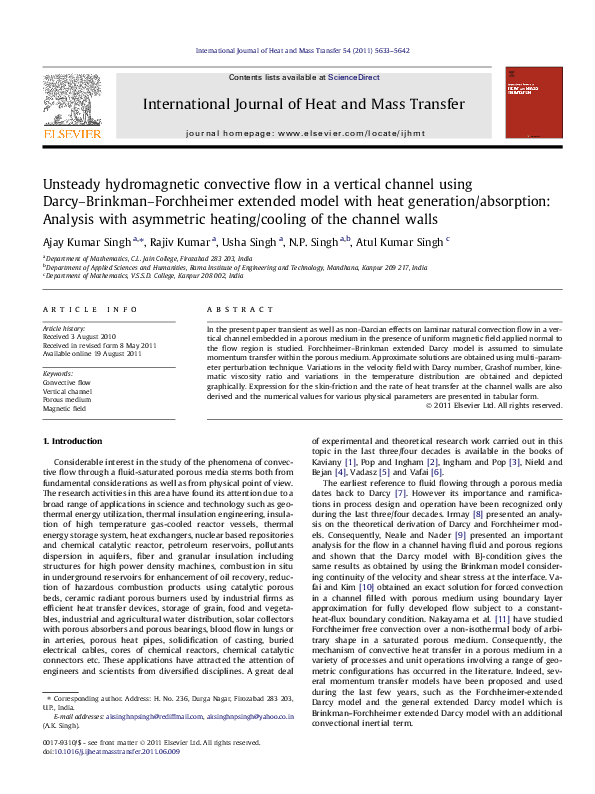 (PDF) Unsteady hydromagnetic convective flow in a vertical channel ...