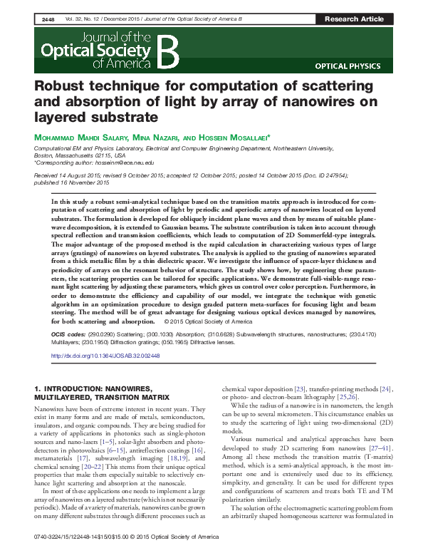 (PDF) Robust technique for computation of scattering and absorption of ...