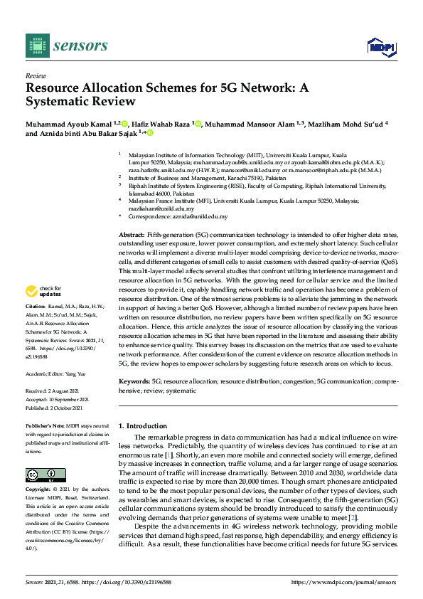 (PDF) Resource Allocation Schemes For 5G Network: A Systematic Review
