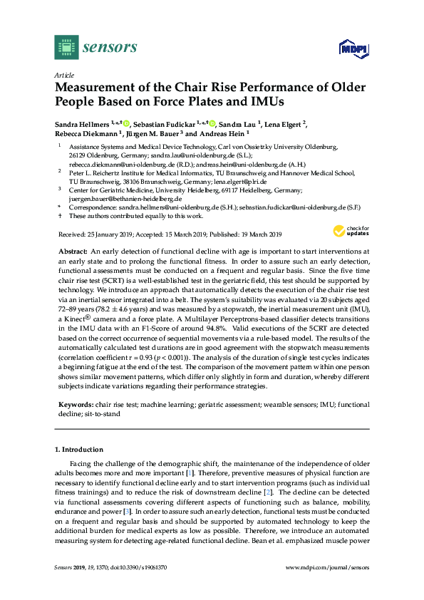 (PDF) Measurement of the Chair Rise Performance of Older People Based ...