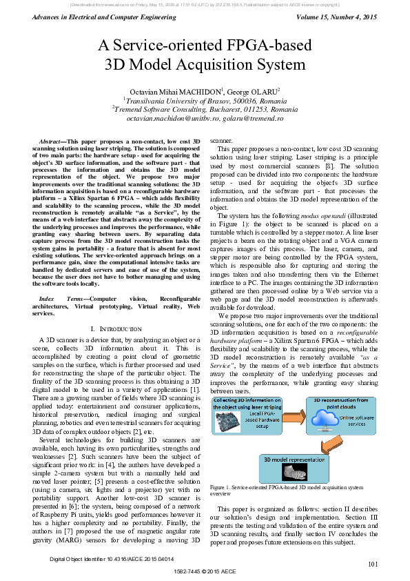 (PDF) A Service-oriented FPGA-based 3D Model Acquisition System