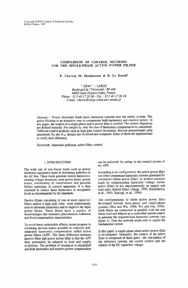 (PDF) Comparison of Control Methods for the Single-Phase Active Power ...