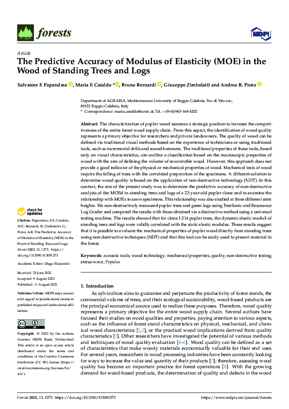(PDF) The Predictive Accuracy of Modulus of Elasticity (MOE) in the ...
