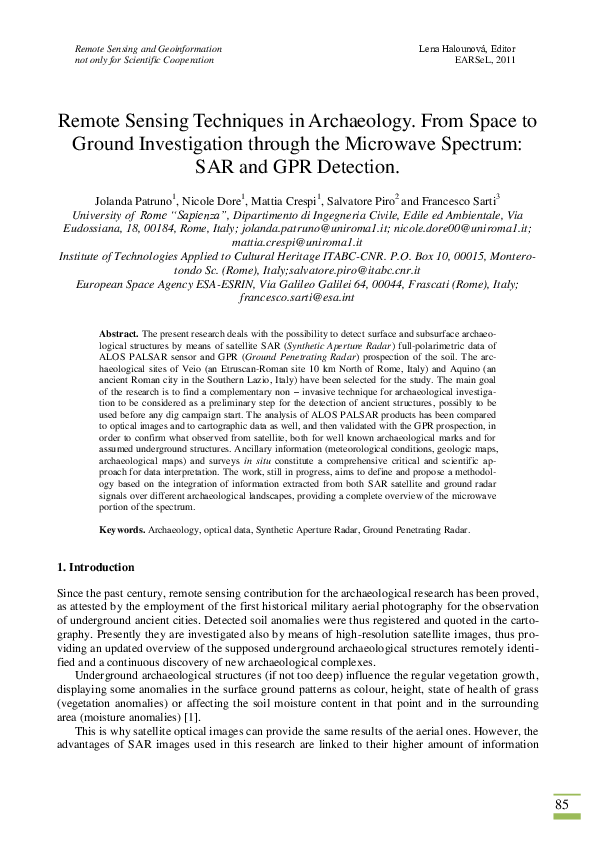 (PDF) Remote Sensing Techniques in Archaeology. From Space to Ground ...