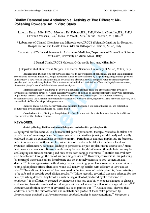 (PDF) Biofilm Removal and Antimicrobial Activity of Two Different Air