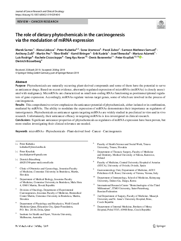(PDF) The role of dietary phytochemicals in the carcinogenesis via the ...