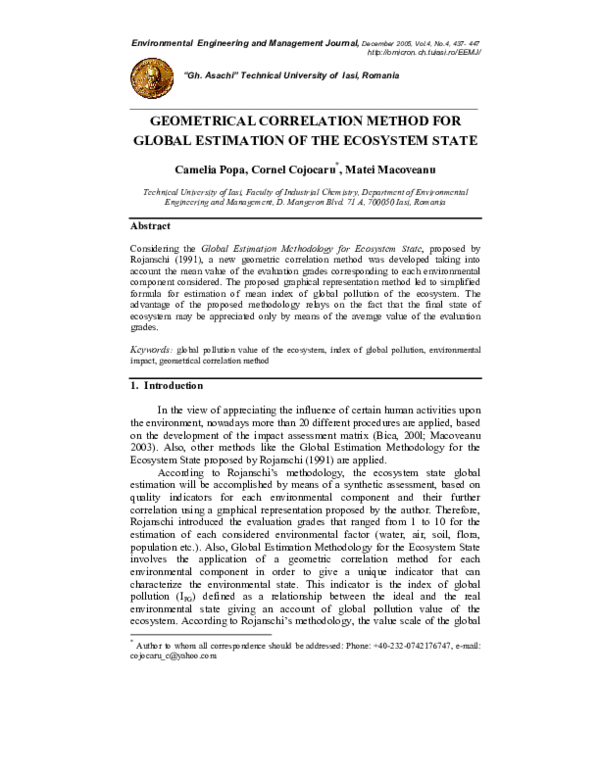 (PDF) GEOMETRICAL CORRELATION METHOD FOR GLOBAL ESTIMATION OF THE ...