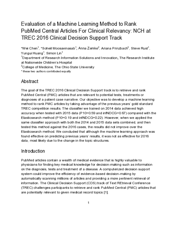 (PDF) Evaluation of a Machine Learning Method to Rank PubMed Central ...