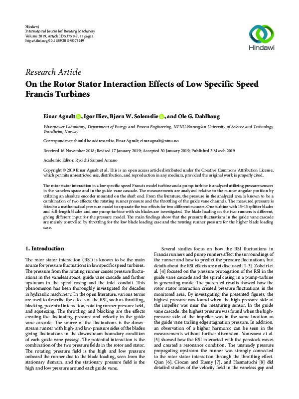 (PDF) On the Rotor Stator Interaction Effects of Low Specific Speed ...