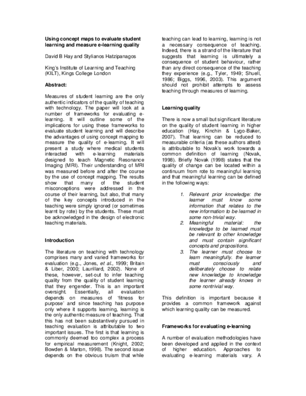 (PDF) Using concept maps to evaluate student learning and measure e ...