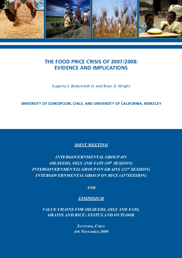 (PDF) The Food Price Crisis of 2007/2008: Evidence and Implications