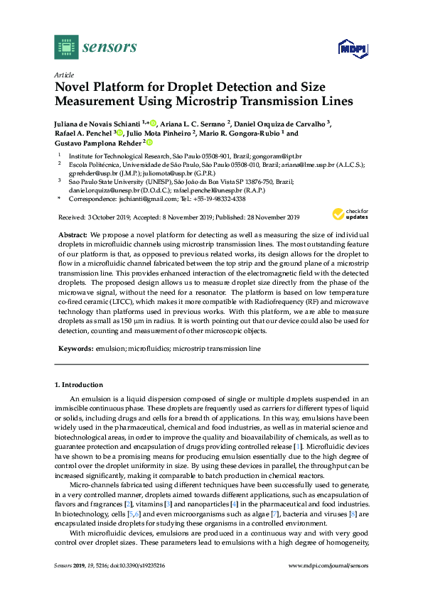 (PDF) Novel Platform for Droplet Detection and Size Measurement Using ...