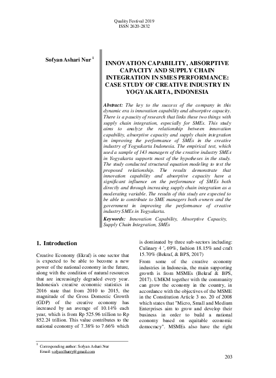 (PDF) Innovation Capability, Absorptive Capacity and Supply Chain ...