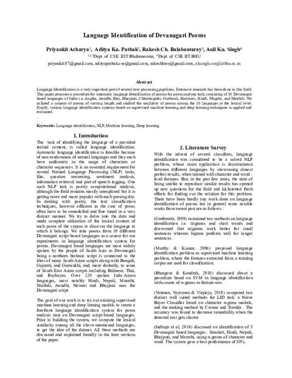 (PDF) Devanagari Poem Language Identification