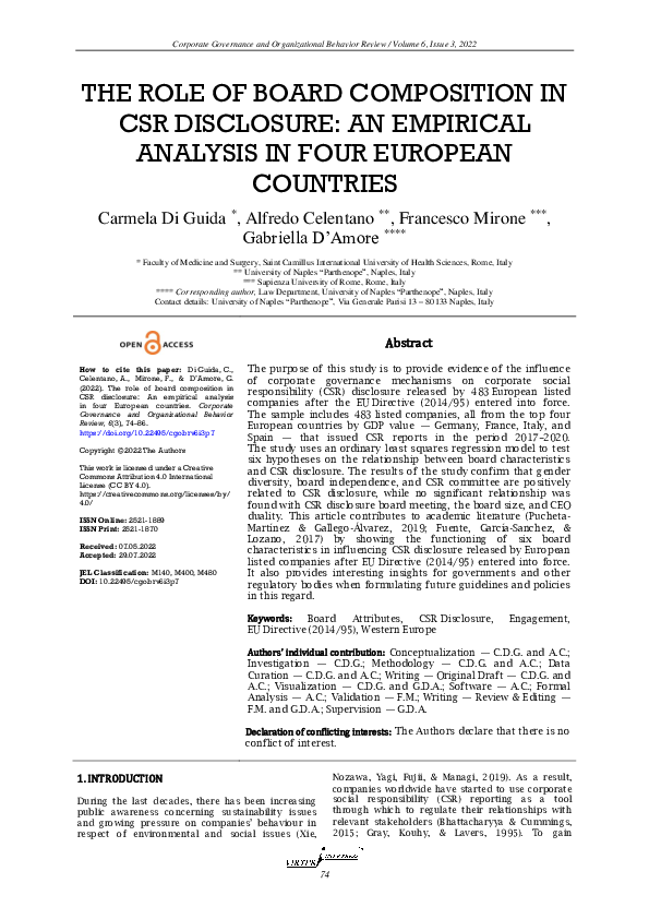 (PDF) The role of board composition in CSR disclosure: An empirical ...