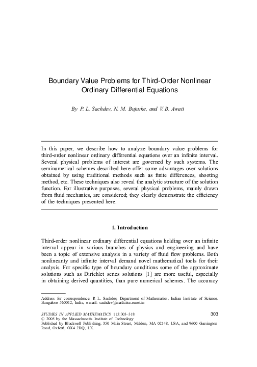 (PDF) Boundary Value Problems for Third-Order Nonlinear Ordinary ...