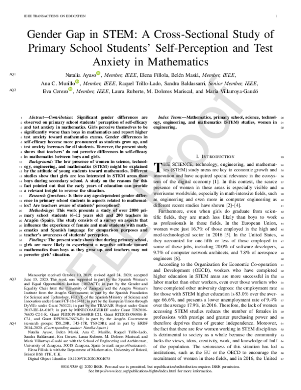 (PDF) Gender Gap in STEM: A Cross-Sectional Study of Primary School ...