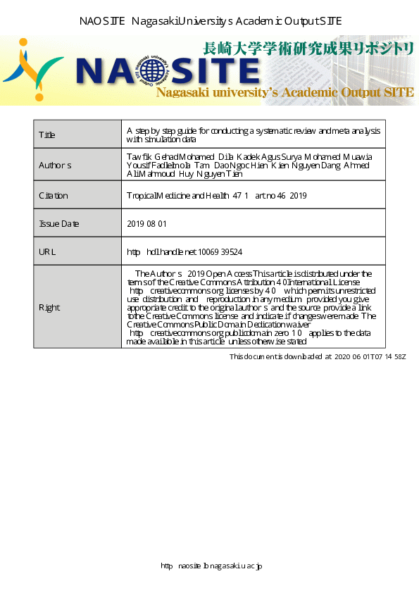 (PDF) Step by step guide to do a systematic review and meta-analysis ...