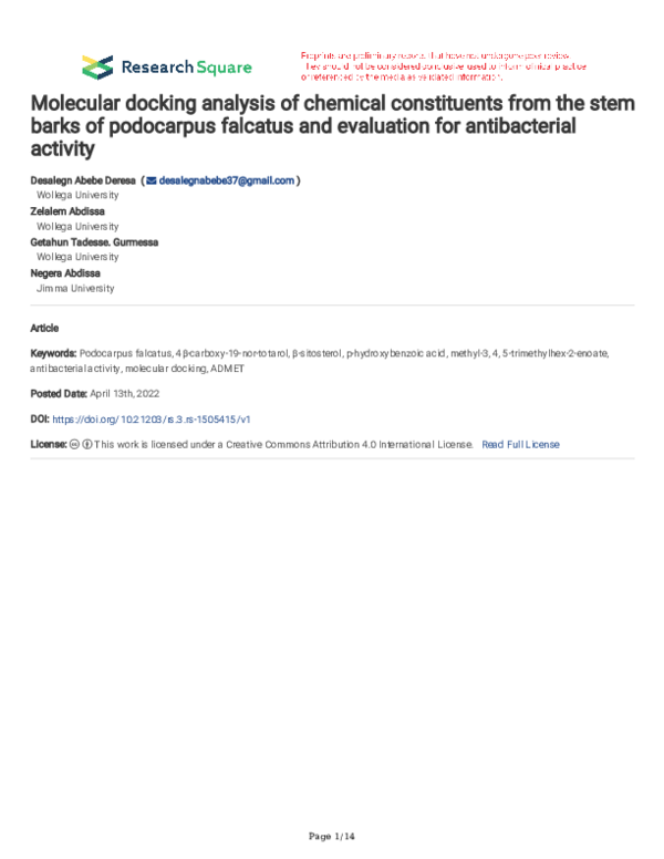 (PDF) Molecular docking analysis of chemical constituents from the stem ...