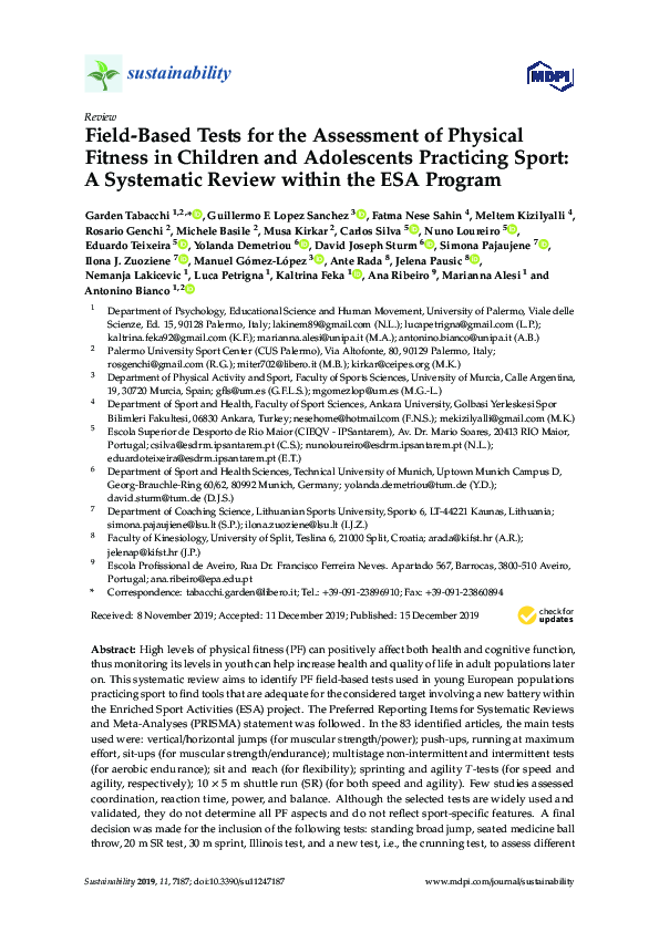 (PDF) Field-Based Tests for the Assessment of Physical Fitness in ...