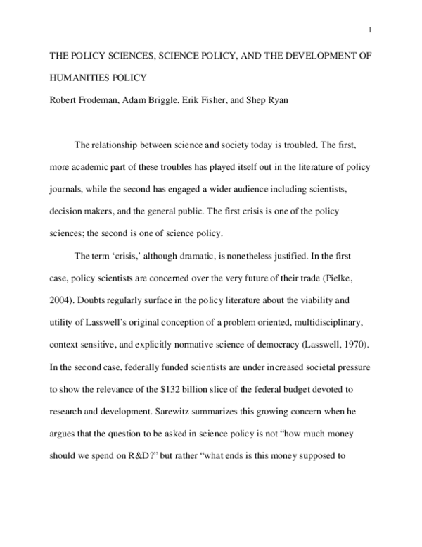 (PDF) The Policy Sciences, Science Policy, and the Development of ...