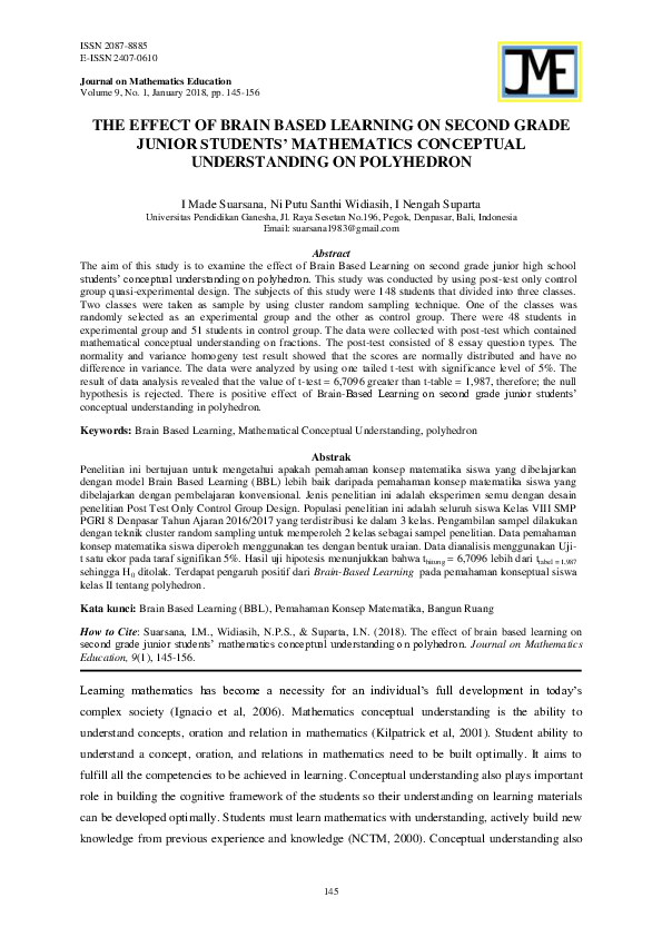(PDF) The Effect of Brain Based Learning on Second Grade Junior ...
