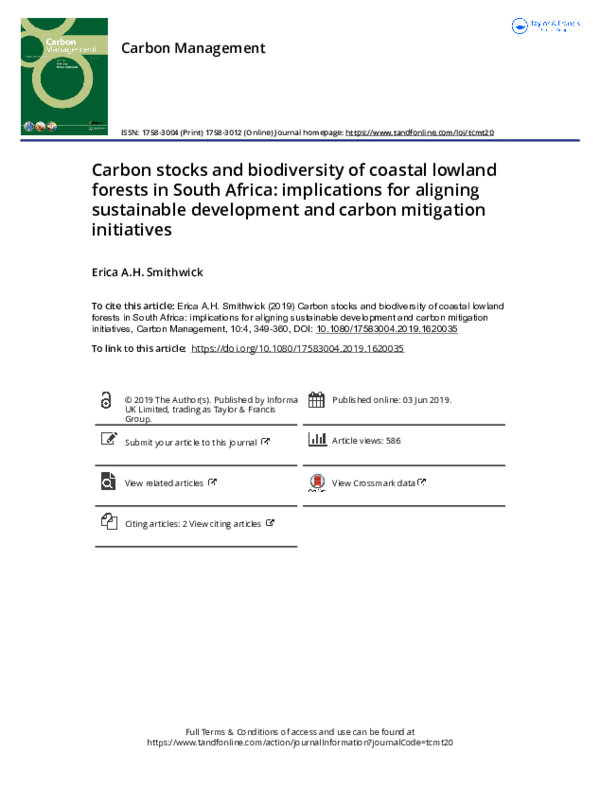 (PDF) Carbon stocks and biodiversity of coastal lowland forests in ...