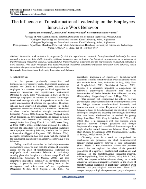 (PDF) The Influence of Transformational Leadership on the Employees ...