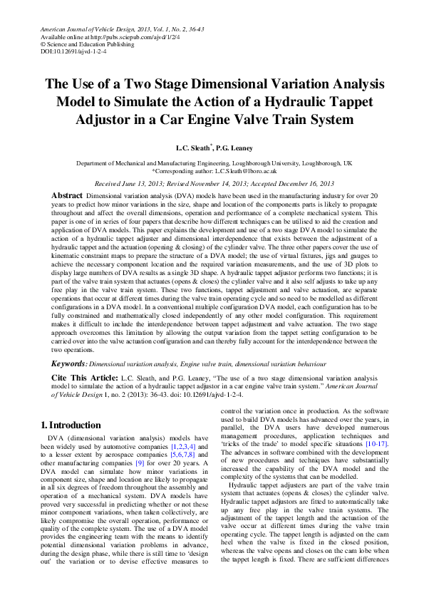 (PDF) Dynamic analysis of a car engine valve train system Enrico Armentani Academia.edu