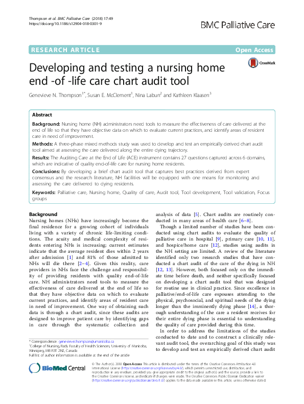 (PDF) Developing and testing a nursing home end -of -life care chart ...