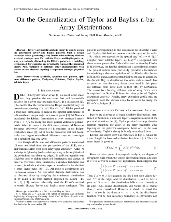 (PDF) On the Generalization of Taylor and Bayliss n-bar Array Distributions