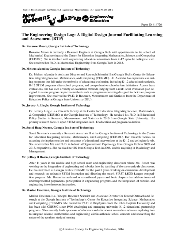 (PDF) The Engineering Design Log: A Digital Design Journal Facilitating ...