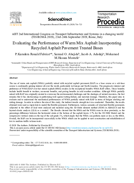 (PDF) Evaluating the Performance of Warm Mix Asphalt Incorporating ...