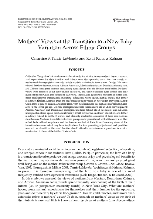 (PDF) Mothers' Views at the Transition to a New Baby: Variation Across ...
