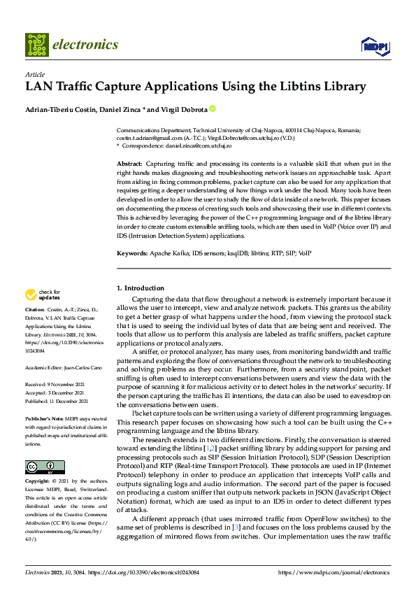 (PDF) LAN Traffic Capture Applications Using the Libtins Library