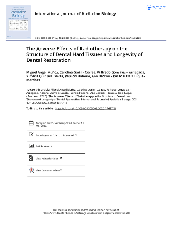 (PDF) The adverse effects of radiotherapy on the structure of dental