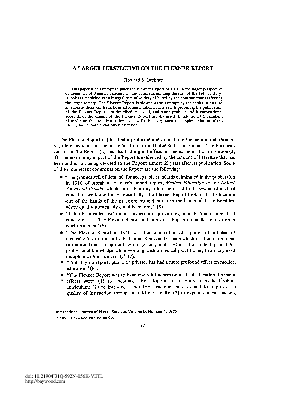 (PDF) A Larger Perspective on the Flexner Report