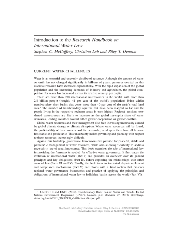 (PDF) Introduction to the Research Handbook on International Water Law