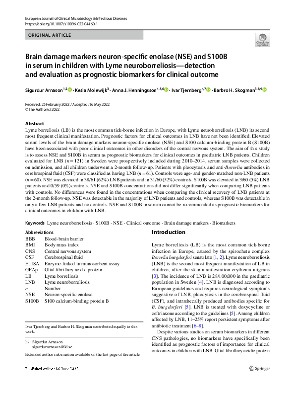 (PDF) Brain damage markers neuron-specific enolase (NSE) and S100B in ...