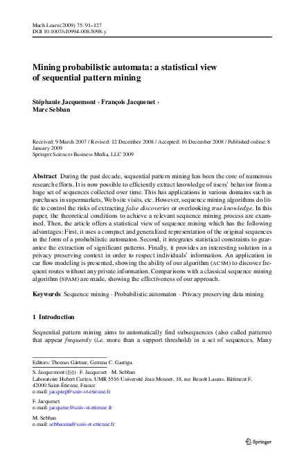 (PDF) Mining probabilistic automata: a statistical view of sequential ...