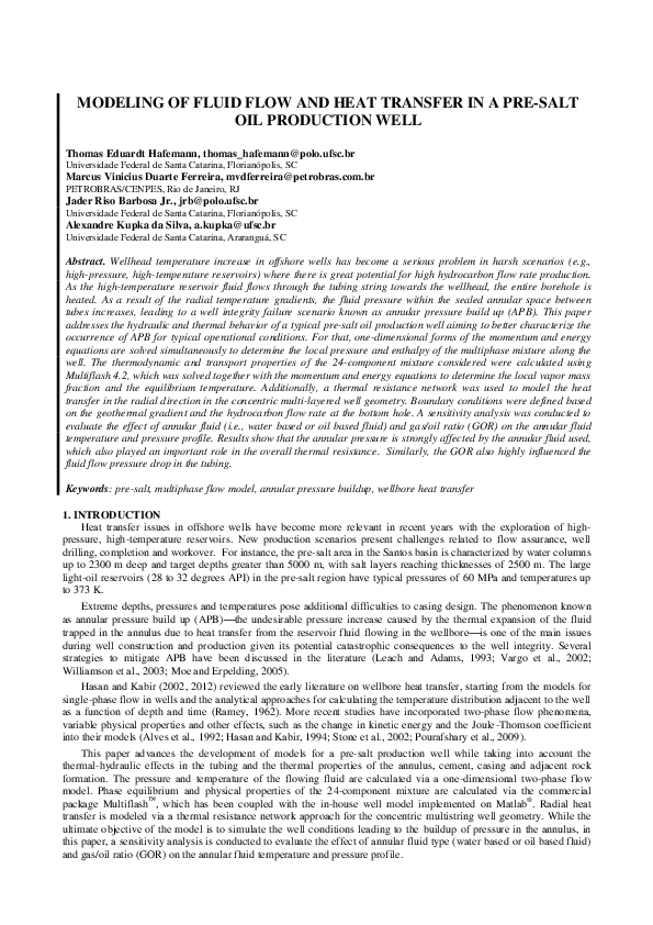(PDF) Modeling of fluid flow and heat transfer in a pre-salt oil ...